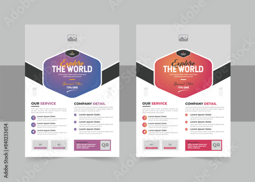 Print ready corporate travel flyer design, tour or tourism flyer design template for travel agency