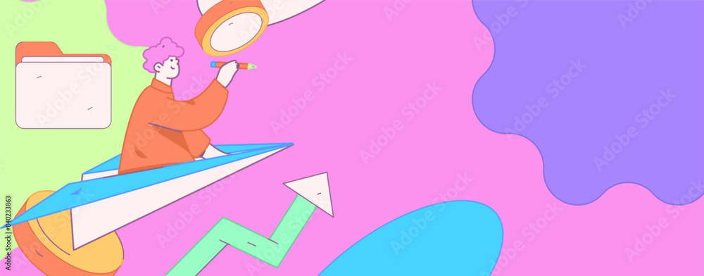 Obraz premium Marketing planning business characters flat vector concept operation hand drawn illustration 