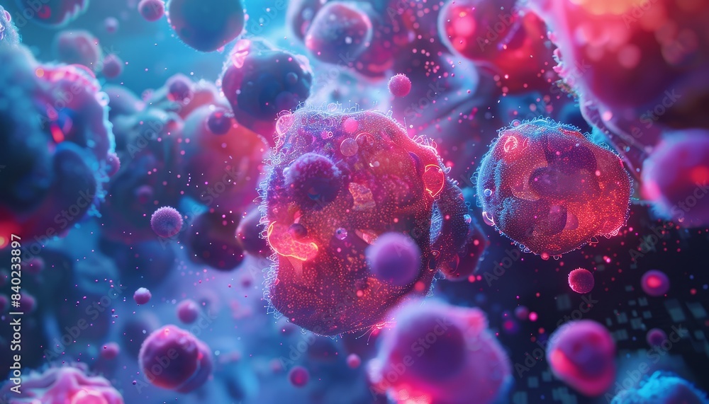 Abstract Visualization of Cellular Microstructures in Vibrant Neon Colors Abstract Visualization of Cellular Microstructures in Vibrant Neon Colors