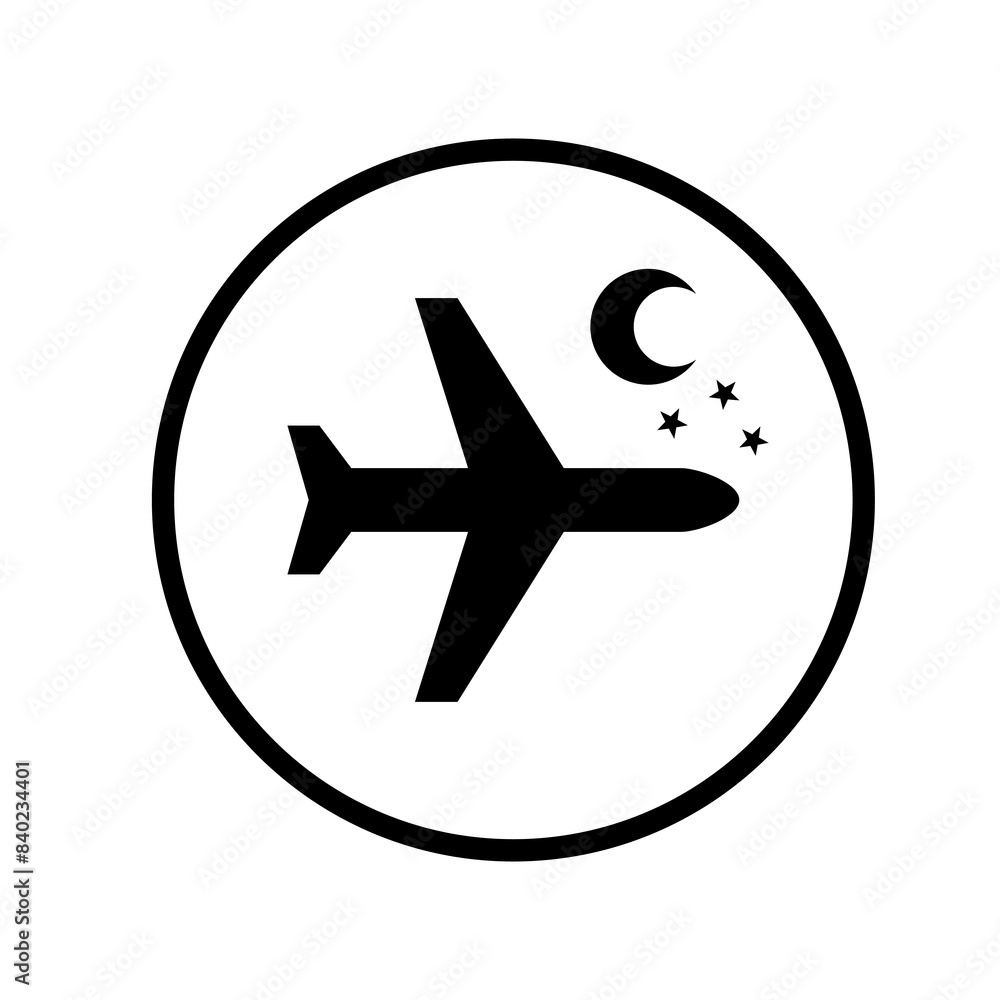 Vector icon announcing night flight Vector icon announcing night flight