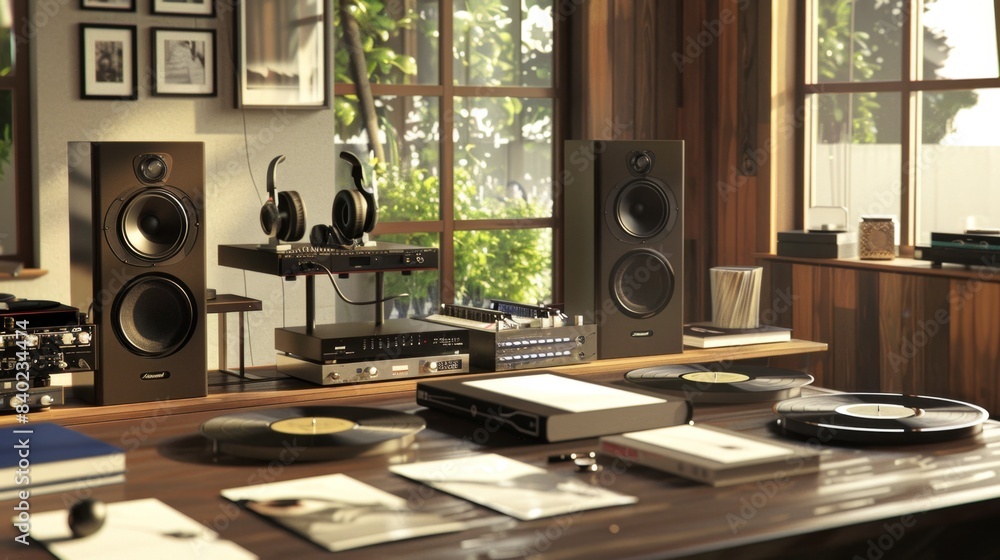 Immersive Audio Experience Premium Headphones Speakers and Vinyl Records in HighEnd Listening Room Immersive Audio Experience Premium Headphones Speakers and Vinyl Records in HighEnd Listening Room