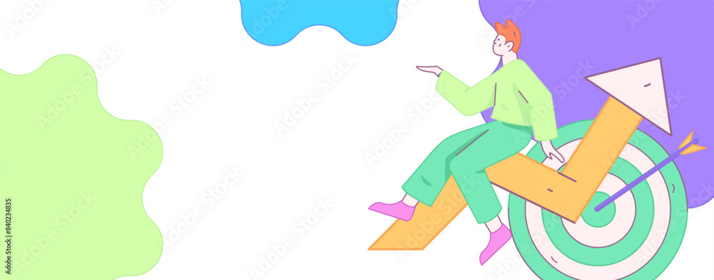 Fototapeta premium Marketing planning business characters flat vector concept operation hand drawn illustration 