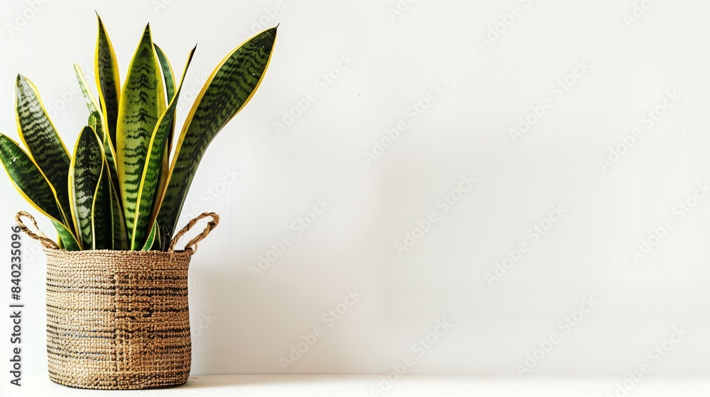 Contemporary Snake Plant in Woven Pot Contemporary Snake Plant in Woven Pot