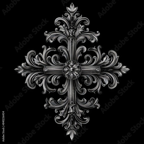 Intricate Ornate Gothic Cross on Dark Background 
