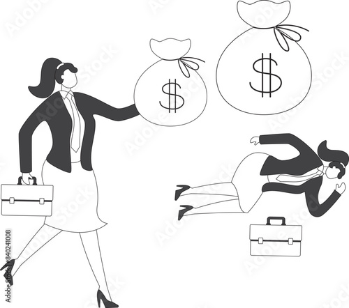 Businesswoman Crisis, Businesswoman under the money bag