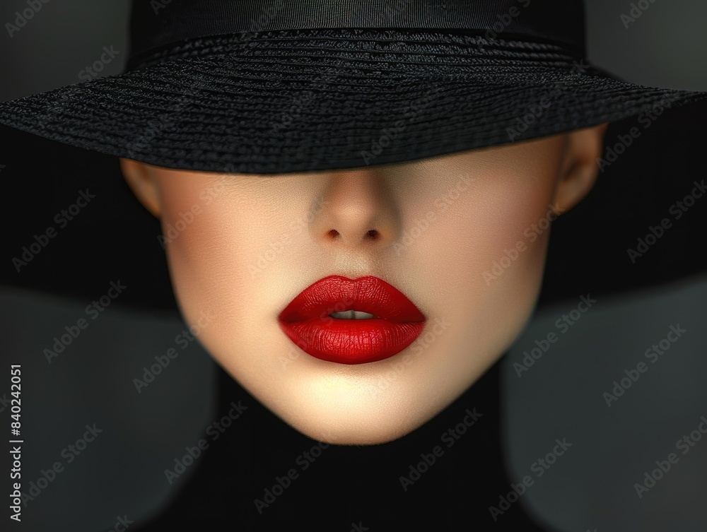Elegant Sexy Fashion Model Retro Beauty Portrait in Black. AI