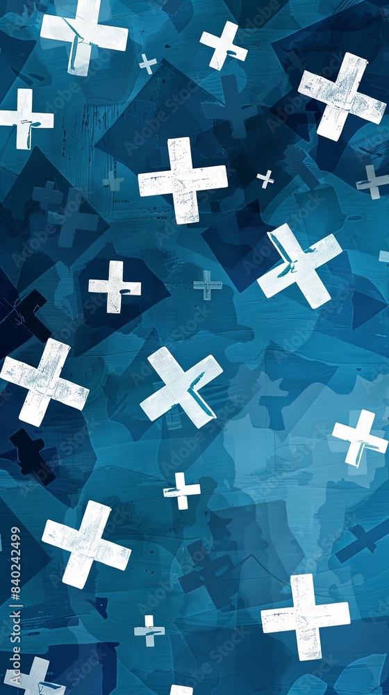 Obraz premium Simplified Abstract Blue Medical Crosses