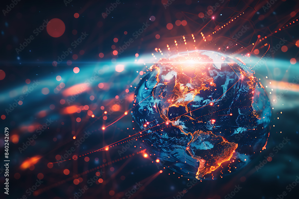 An abstract holographic planet Earth with numerous connection points symbolizing the vastness of social networks and global connectivity. An abstract holographic planet Earth with numerous connection points symbolizing the vastness of social networks and global connectivity.