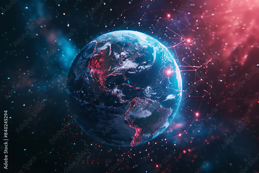 An abstract holographic planet Earth with numerous connection points symbolizing the vastness of social networks and global connectivity. An abstract holographic planet Earth with numerous connection points symbolizing the vastness of social networks and global connectivity.