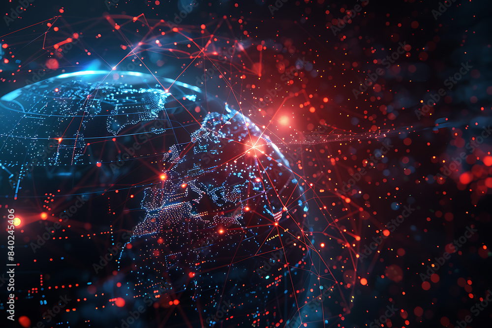 An abstract holographic planet Earth with numerous connection points symbolizing the vastness of social networks and global connectivity. An abstract holographic planet Earth with numerous connection points symbolizing the vastness of social networks and global connectivity.
