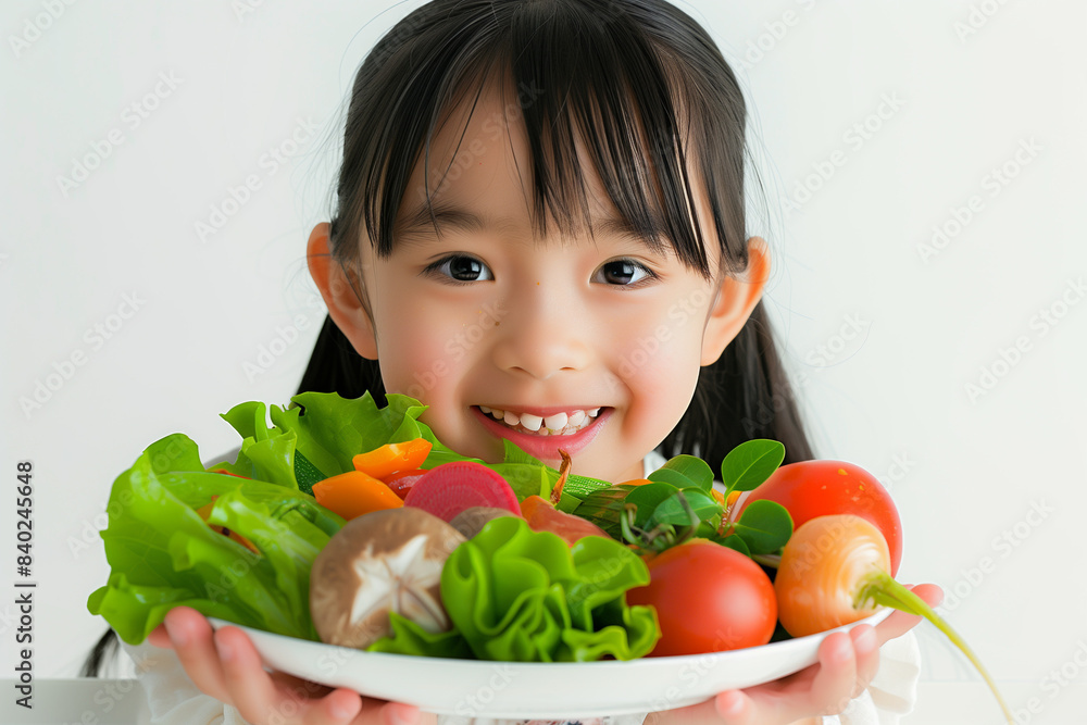 Smiling Girl Holding Plate of Fresh Vegetables
Smiling Girl Holding Plate of Fresh Vegetables