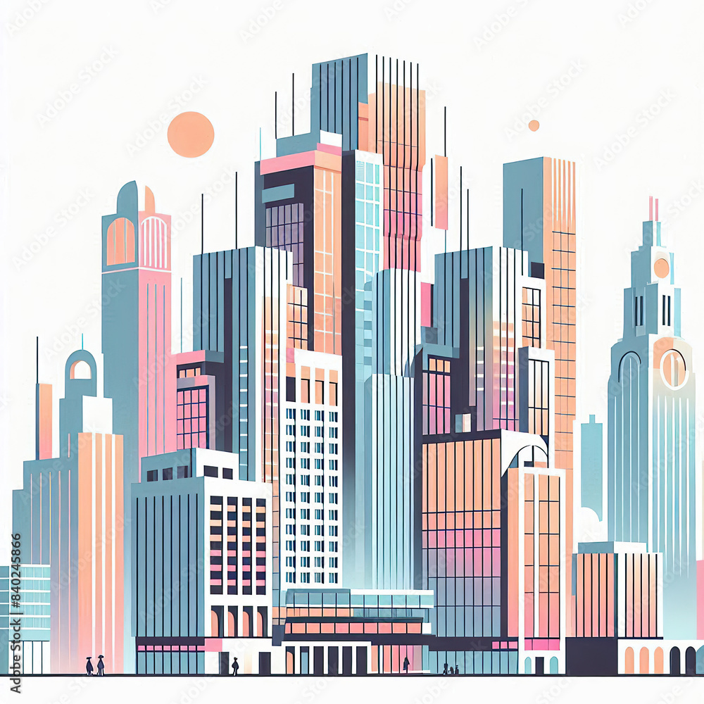Fototapeta premium skyscraper office building abstract backgrounds illustration