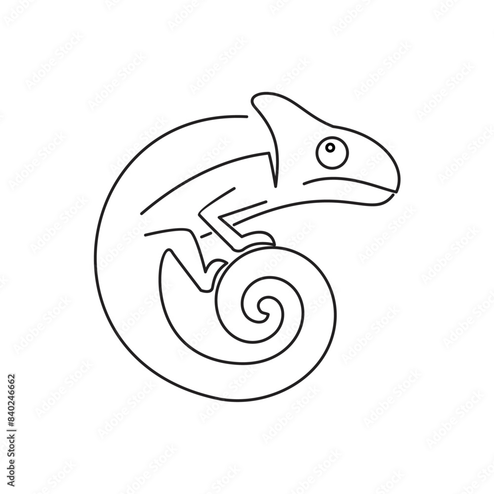 Obraz premium Chameleon line logo icon design vector illustration