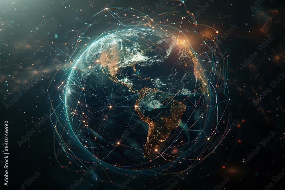 An abstract holographic planet Earth with numerous connection points symbolizing the vastness of social networks and global connectivity. An abstract holographic planet Earth with numerous connection points symbolizing the vastness of social networks and global connectivity.