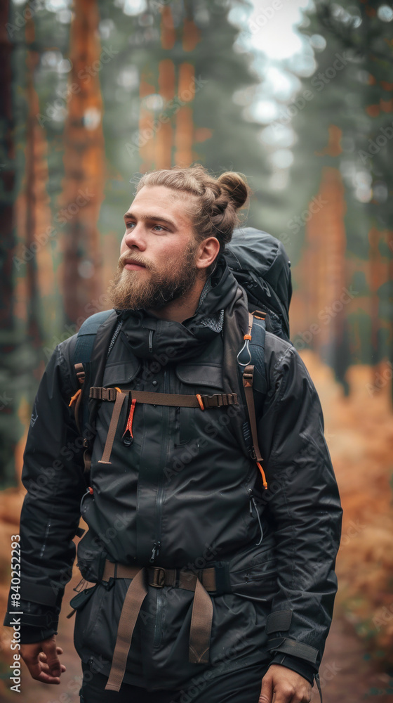 Obraz premium Majestic Viking Warrior Portrait, Modern days Viking, A way of life, call of the wild, A new kind of beauty.