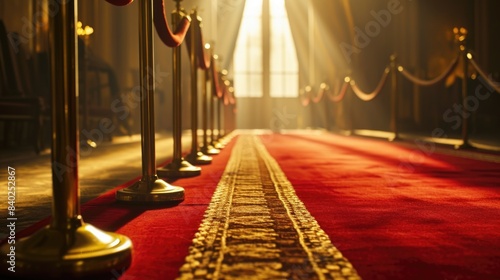 A long red carpet with a gold border, perfect for formal events or luxurious settings