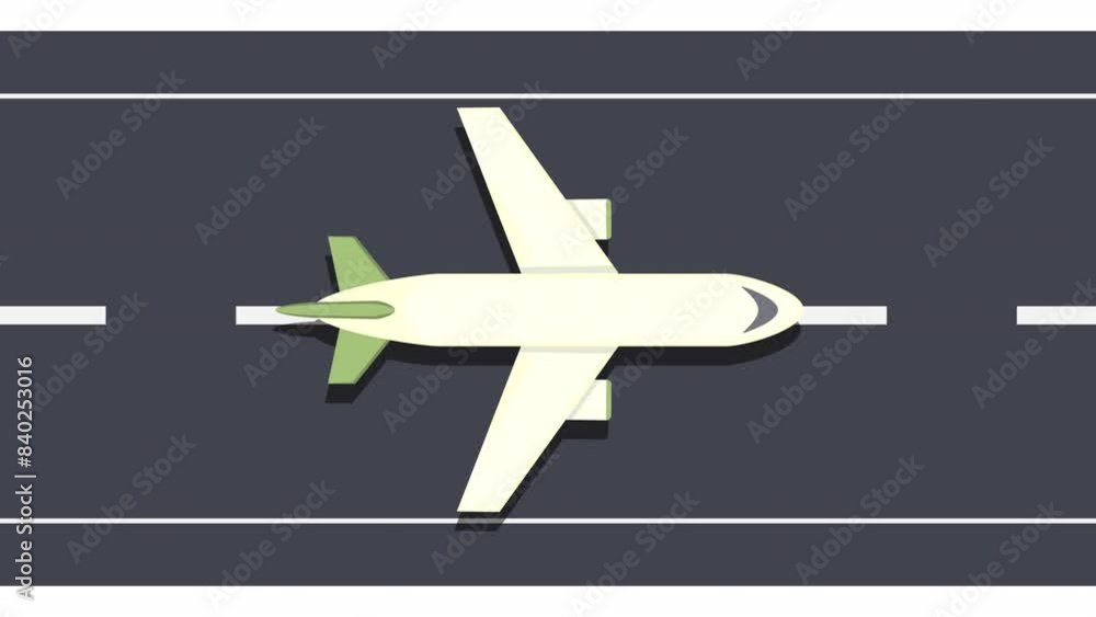 Airliner. Animation of an airplane takeoff, alpha channel. Cartoon Airliner. Animation of an airplane takeoff, alpha channel. Cartoon
