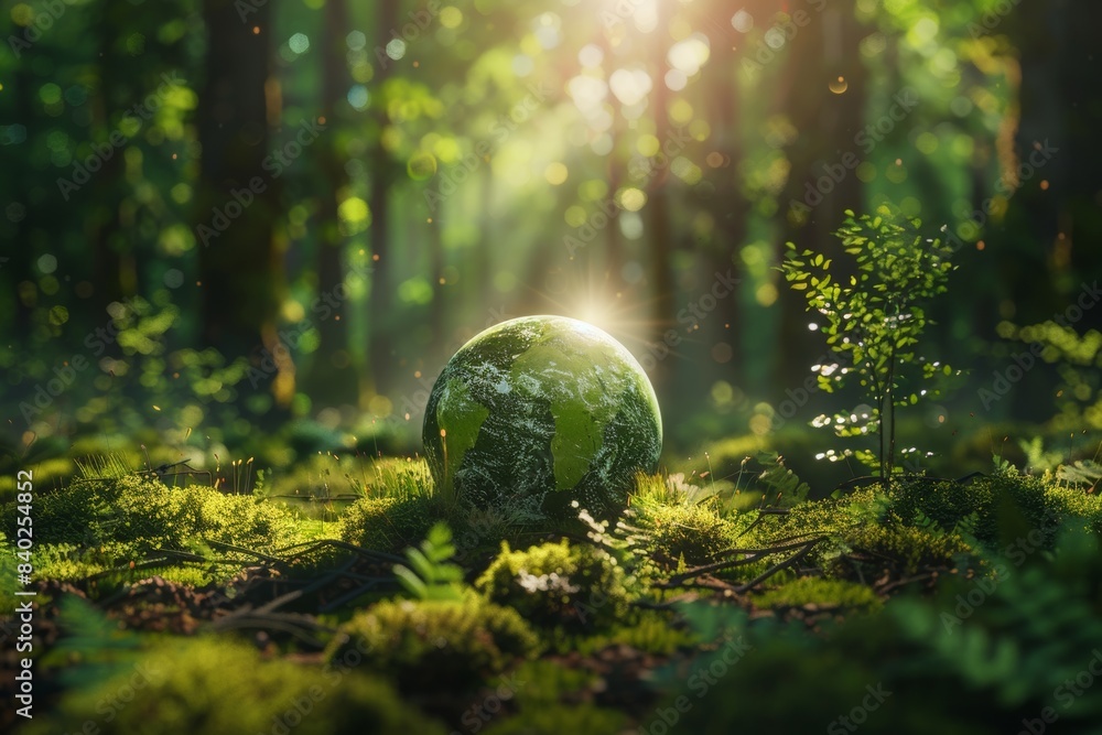 A glass globe rests on moss in a serene forest, symbolizing environmental conservation and the beauty of nature. A glass globe rests on moss in a serene forest, symbolizing environmental conservation and the beauty of nature.