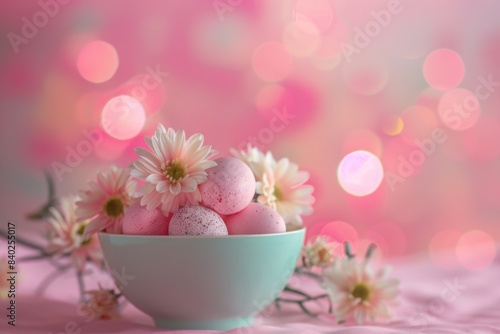 Wallpaper Mural A colorful bowl filled with Easter eggs in shades of pink and white Torontodigital.ca