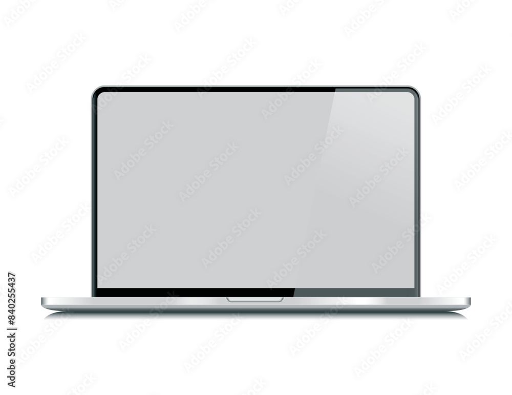 Realistic vector mockup of silver modern laptop on transparent background. Realistic vector mockup of silver modern laptop on transparent background.