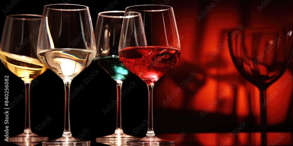 A still life image of three glasses of wine placed on a table A still life image of three glasses of wine placed on a table