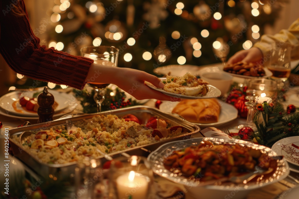 Setting the Christmas dinner table Setting the Christmas dinner table