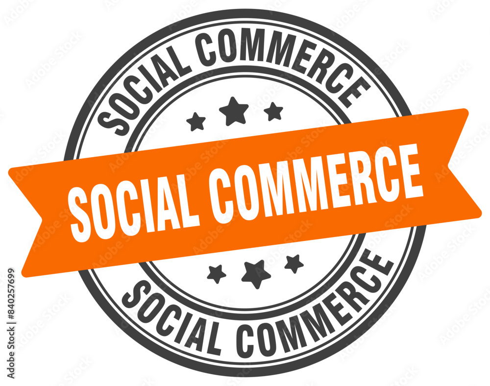 social commerce stamp. social commerce label on transparent background. round sign social commerce stamp. social commerce label on transparent background. round sign
