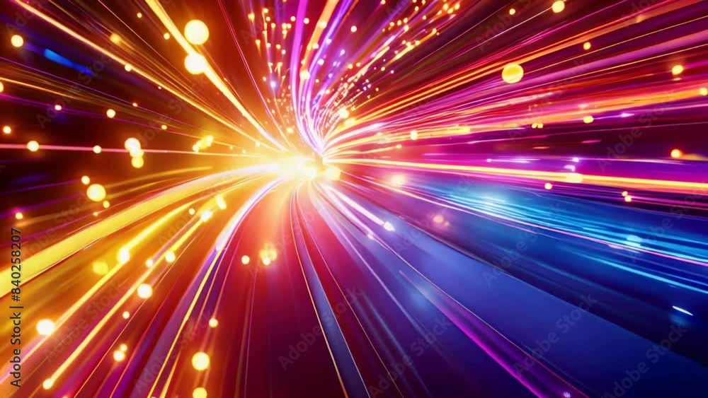 Abstract background of speed motion in the tunnel of lights and beams. Futuristic perspective of fast transportation on a neon highway, illuminated by glowing laser and flashing light effects. Abstract background of speed motion in the tunnel of lights and beams. Futuristic perspective of fast transportation on a neon highway, illuminated by glowing laser and flashing light effects.