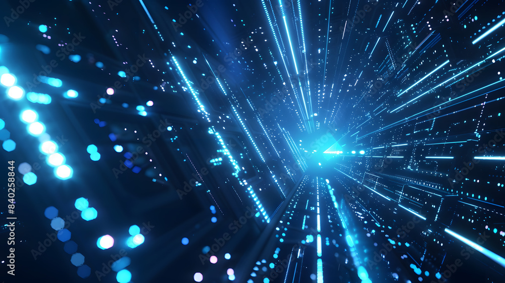 A futuristic 3D background featuring geometric shapes and glowing lines in blue hues, creating a dynamic and immersive technological atmosphere A futuristic 3D background featuring geometric shapes and glowing lines in blue hues, creating a dynamic and immersive technological atmosphere