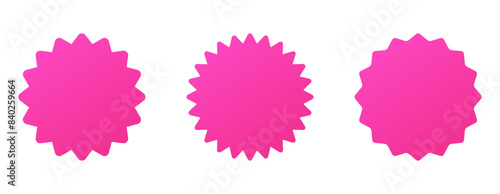 Set of pink starburst tags isolated on a white background - Burst tags for prices and discounts - Digital and printable tags for online stores and advertising