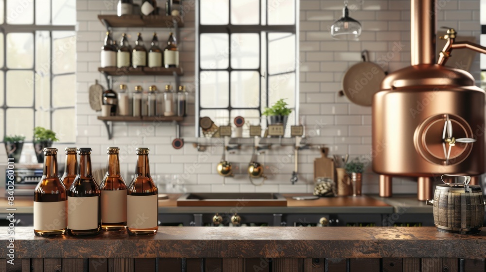 Artisanal Homebrewing Custom Labels Fresh Hops and Business Cards in a Cozy Kitchen Artisanal Homebrewing Custom Labels Fresh Hops and Business Cards in a Cozy Kitchen