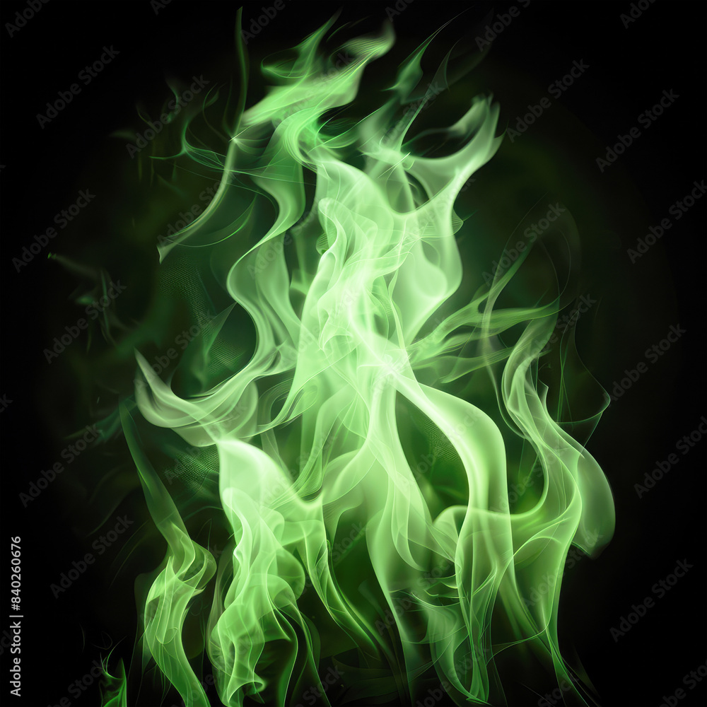 Obraz premium Green flame fire overlay