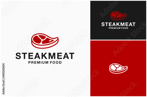 Steak Beef Meat Food Butcher Steakhouse Butchery BBQ Grill Vector Logo Design Illustration