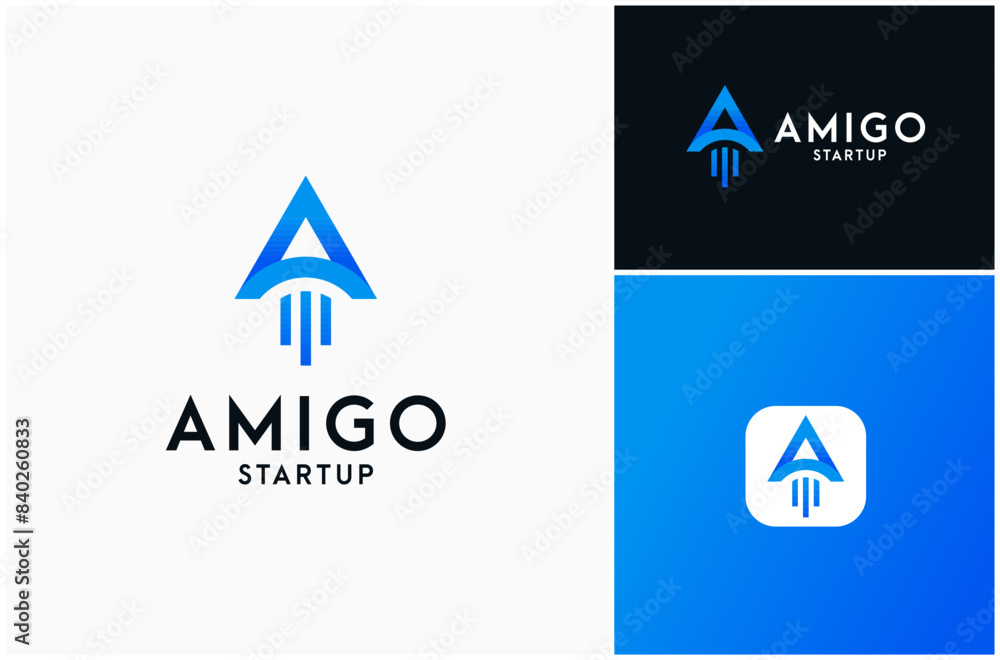 Letter A Startup Launch Fly Rocket Boost Speed Fast Innovation Vector Logo Design Illustration Letter A Startup Launch Fly Rocket Boost Speed Fast Innovation Vector Logo Design Illustration