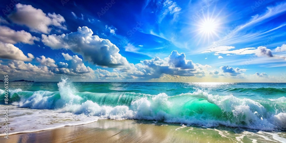 Naklejka premium ビーチに打ち寄せる波