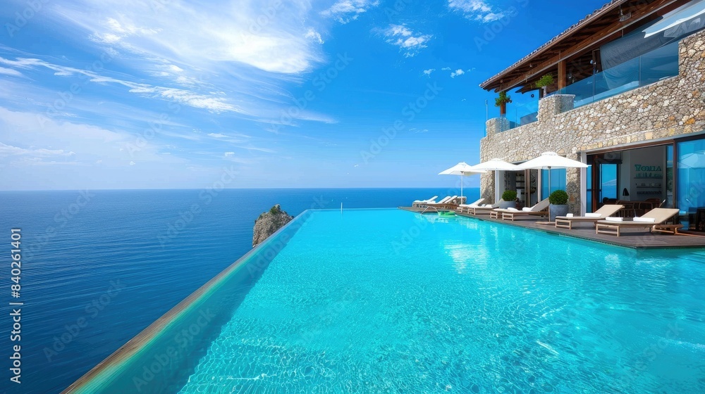 Fototapeta premium Infinity Pool Paradise: A Cliffside Oasis