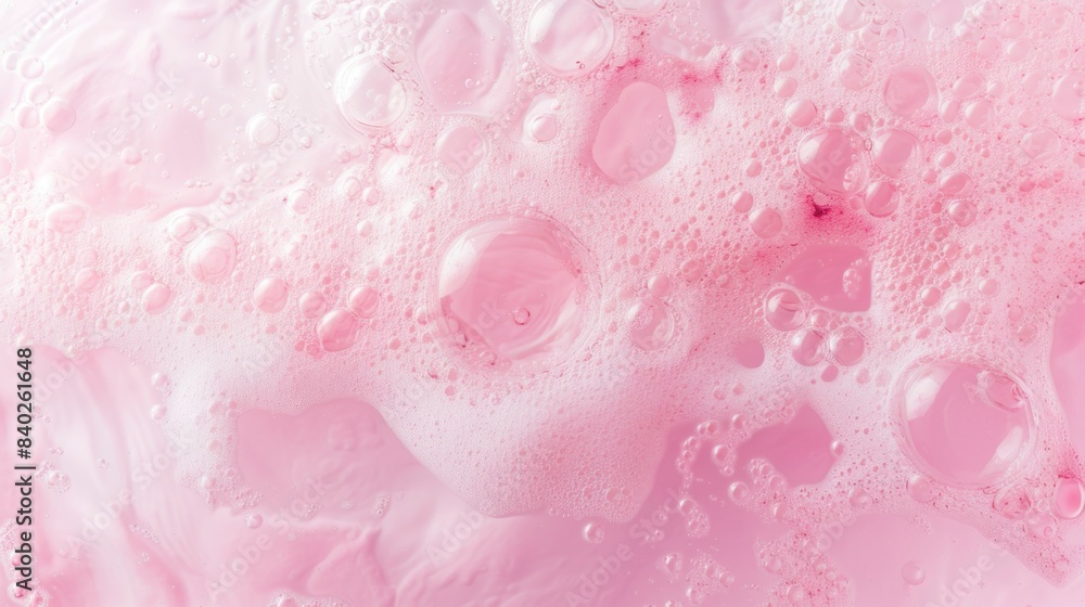 Fluffy pink foam and bubbles up close. Fluffy pink foam and bubbles up close.