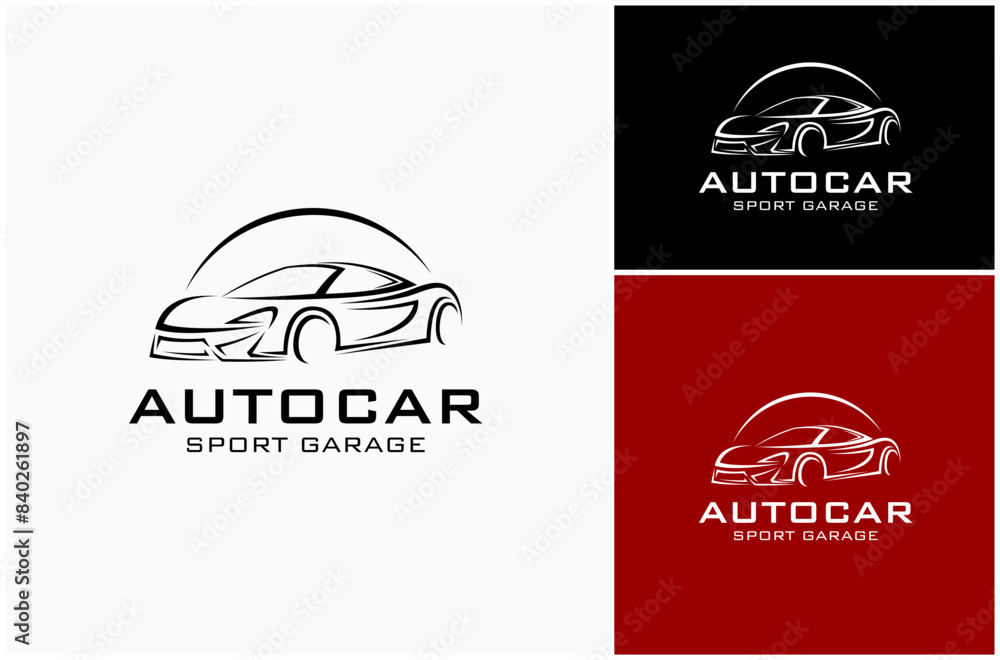Abstract Sports Car Supercar Automotive Auto Detailing Line Art Vector Logo Design Illustration Abstract Sports Car Supercar Automotive Auto Detailing Line Art Vector Logo Design Illustration