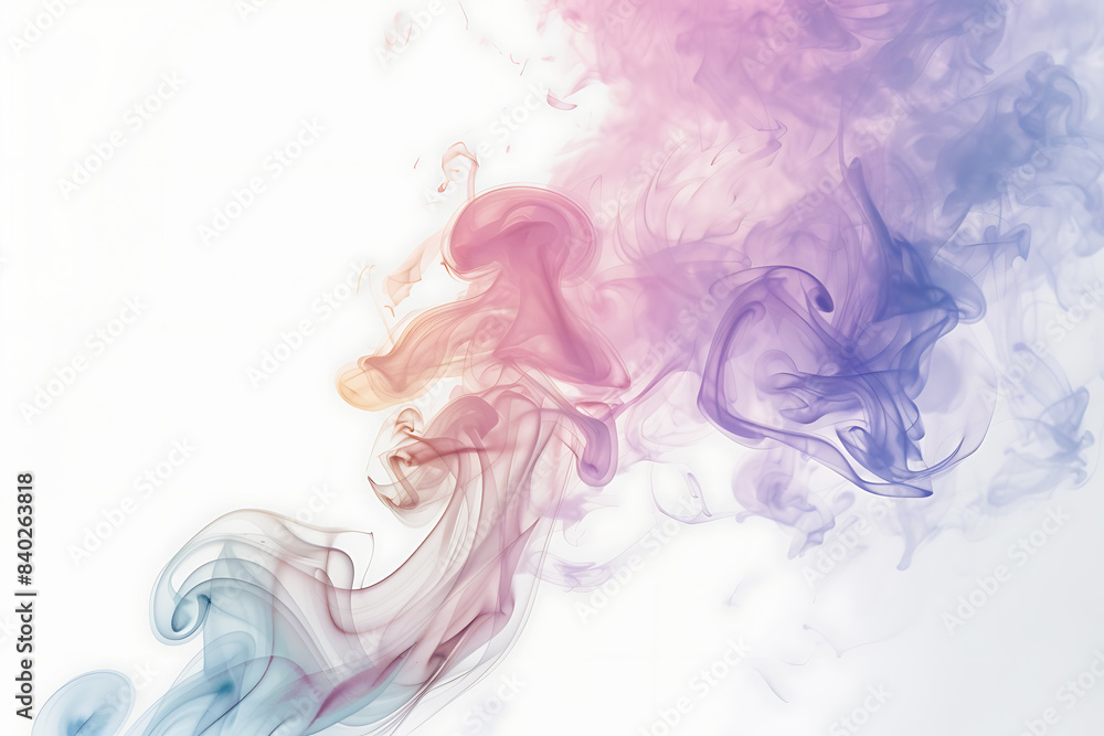 A mesmerizing display of colored smoke swirling gracefully against a pristine white background, creating a captivating visual effect. A mesmerizing display of colored smoke swirling gracefully against a pristine white background, creating a captivating visual effect.
