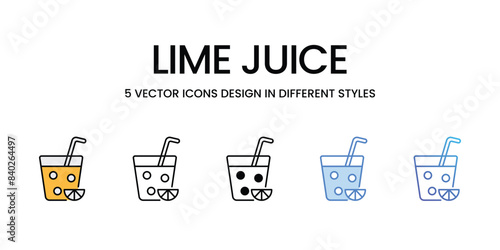 Lime Juice icons vector set stock illustration.