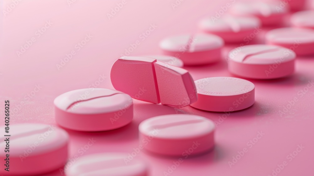 Pill Precision Split Pink Tablets for Controlled Dosage Medical Concept Stock Image Pill Precision Split Pink Tablets for Controlled Dosage Medical Concept Stock Image