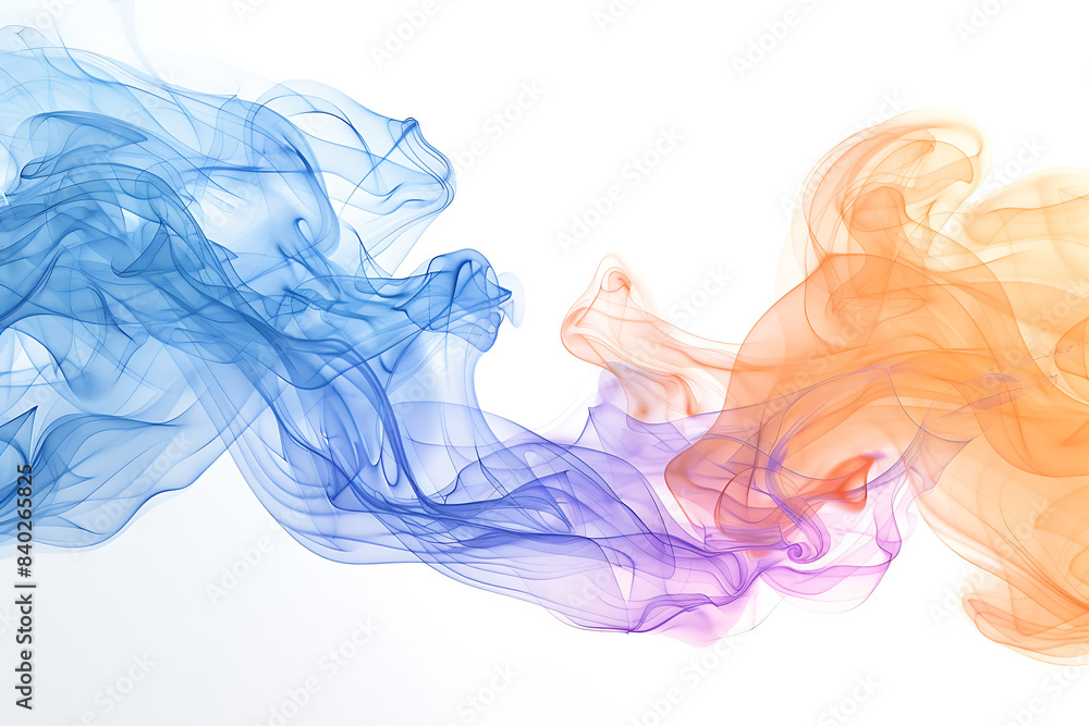A mesmerizing display of colored smoke swirling gracefully against a pristine white background, creating a captivating visual effect. A mesmerizing display of colored smoke swirling gracefully against a pristine white background, creating a captivating visual effect.
