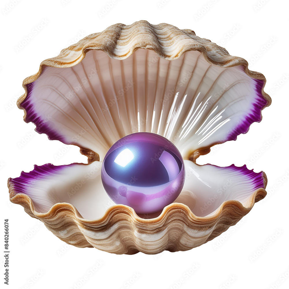 custom made wallpaper toronto digitalBeautiful round purple pearl inside the open clam shell isolated on transparent background 