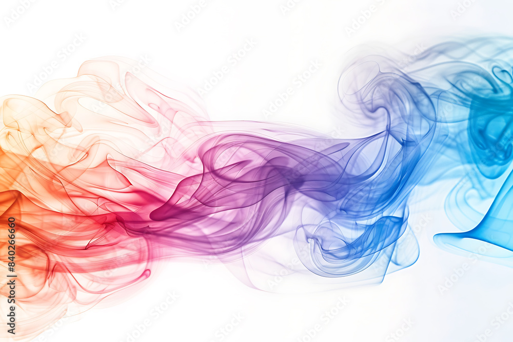 A mesmerizing display of colored smoke swirling gracefully against a pristine white background, creating a captivating visual effect. A mesmerizing display of colored smoke swirling gracefully against a pristine white background, creating a captivating visual effect.