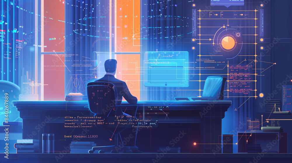 AI-Powered Legal Research Tool Assisting Lawyers in a Modern Law Office with Advanced Digital Interface and Technology AI-Powered Legal Research Tool Assisting Lawyers in a Modern Law Office with Advanced Digital Interface and Technology