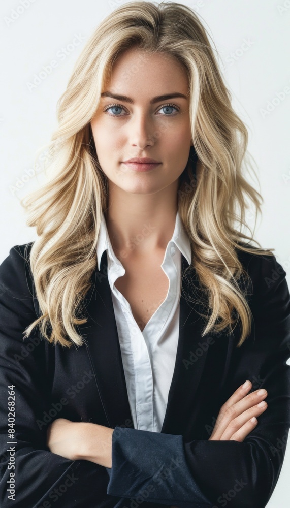 Professional young woman in a suit posing with arms crossed Professional young woman in a suit posing with arms crossed