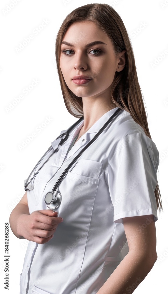 Confident young female doctor isolated on white Confident young female doctor isolated on white