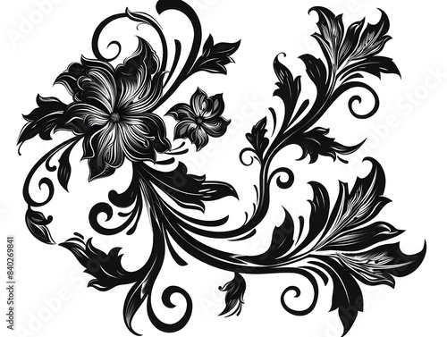 black and white floral background