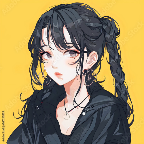 portrait of a manga woman, ai generated. photo