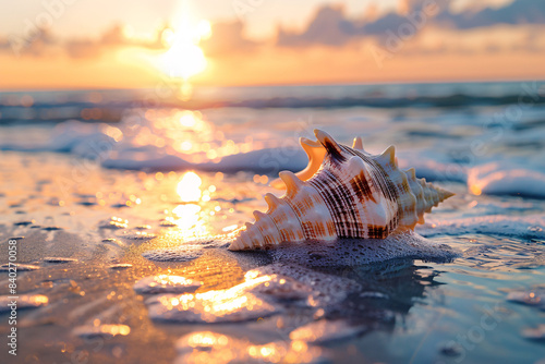 a seashell on a beach